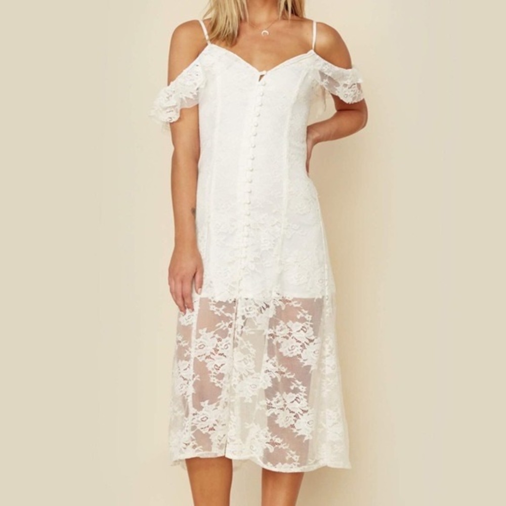 Majorelle White Oak Lace Dress in Ivory
